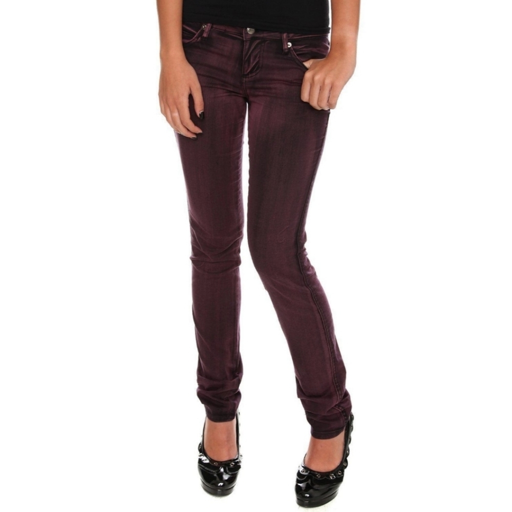 Tripp Size 0 Berry Black Overdye Viper Fit Skinny Pants by Daang Goodman